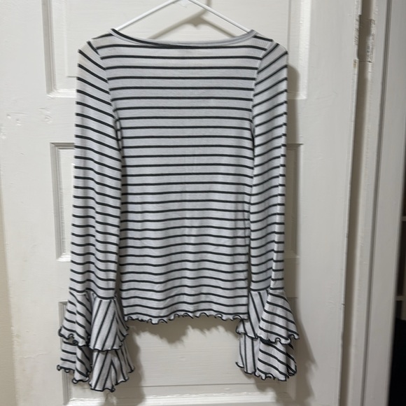 we the free - free people black and white striped bell sleeve top - Picture 5 of 5